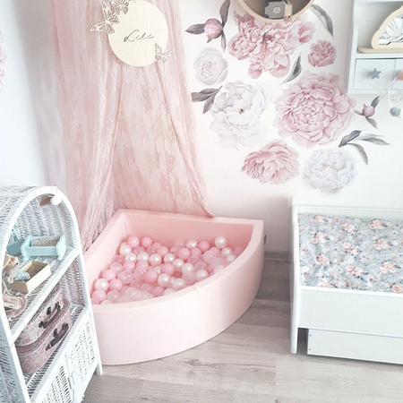 KiddyMoon Suchy basen trójkątny z piłeczkami 7cm Zabawka basen piankowy, jasnoszary: transparent-szary-biały-róż-mięta