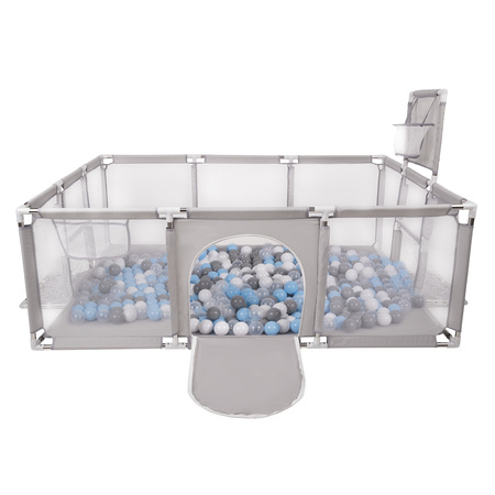 Boisko BO-100X z piłeczkami 6cm Zabawka kojec, szary: szary-biały-transparent-babyblue