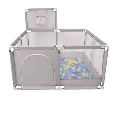 Boisko KK-100X z piłeczkami 6cm Zabawka kojec, szary: niebieski-turkus-żółty-transparent