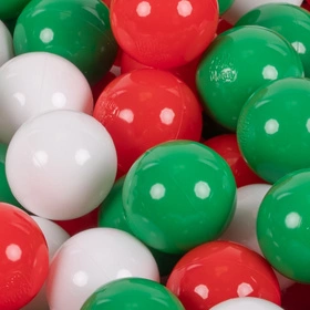 KiddyMoon Plastikowe piłeczki 7cm Zabawka zestaw kulek, zielony-biały-czerwony