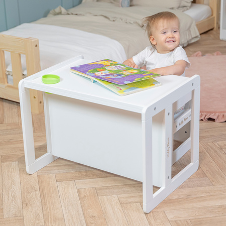 KiddyMoon Stolik + krzesło TC-002 Mebel zestaw mebelków, white