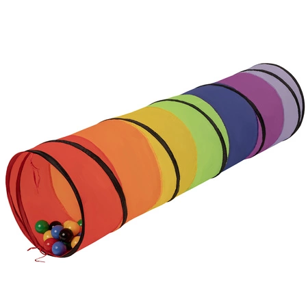 Tunel do zabawy TT-100X z piłeczkami 6cm Zabawka tunel, multikolor: czarny-żółty-niebieski-czerwony-zielony