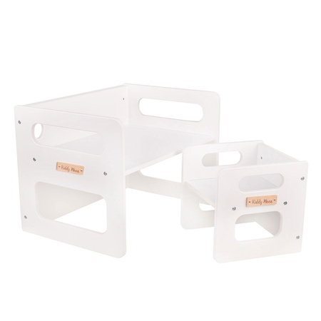 KiddyMoon Stolik + krzesło TC-001 Mebel zestaw mebelków, MDF white