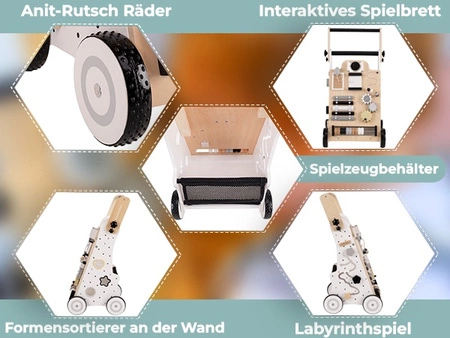 KiddyMoon Chodzik WK-001 Zabawka edukacyjna, czarno-biały