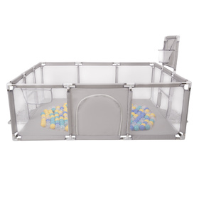 Boisko BO-100X z piłeczkami 6cm Zabawka kojec, szary: turkus-niebieski-żółty-transparent