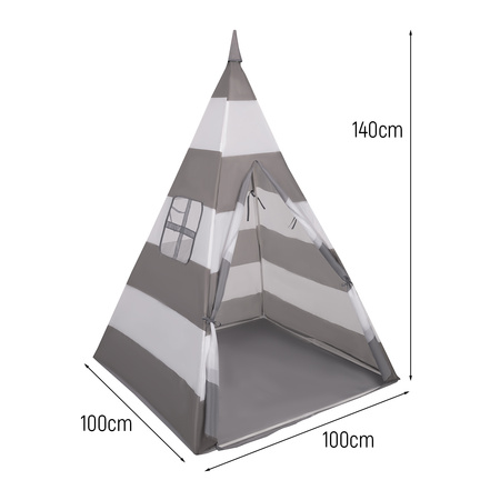 Namiot tipi NT-200X z piłeczkami 6cm Zabawka namiot dla dzieci, szaro-białe pasy: biały-szary-pudrowy róż