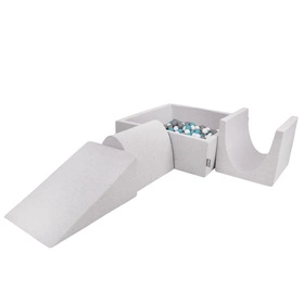 KiddyMoon Piankowy plac zabaw PPZP-KW30D-124 z piłeczkami Zabawka plac zabaw, jasnoszary: szary-biały-turkus