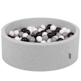 KiddyMoon Suchy basen okrągły z piłeczkami 7cm Zabawka basen piankowy, jasnoszary: biały-czarny-szary