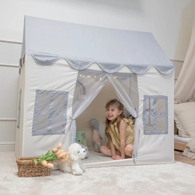KiddyMoon Domek dla dzieci PH-002 z piłeczkami 7cm Zabawka namiot dla dzieci, white-grey: pastelowy beż-szary-biały-czarny