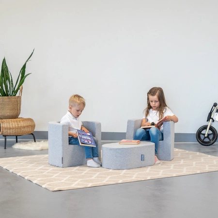 KiddyMoon Piankowy zestaw wypoczynkowy Mebel zestaw mebelków, jasnoszary