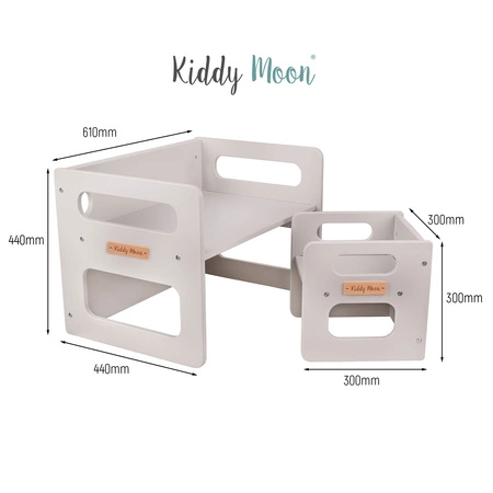 KiddyMoon Stolik + krzesło TC-001 Mebel zestaw mebelków, MDF white