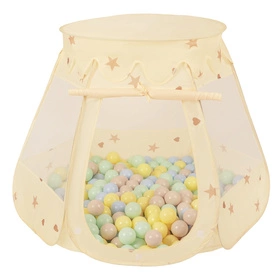Namiot zamek NZ-100X z piłeczkami 7cm Zabawka namiot dla dzieci, jasny beż: pastelowy beż-pastelowy niebieski-pastelowy żółty-mięta