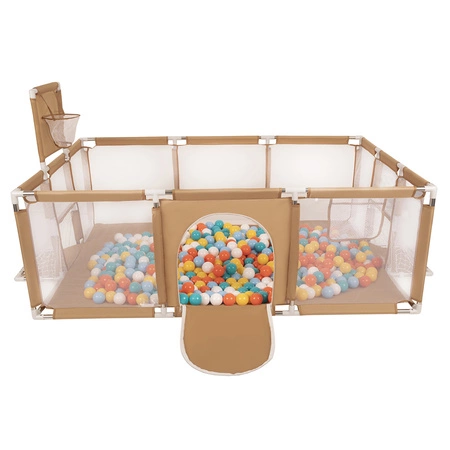  Boisko BO-100X z piłeczkami 6cm Zabawka kojec, beżowy: biały-żółty-pomarańcz-babyblue-turkus