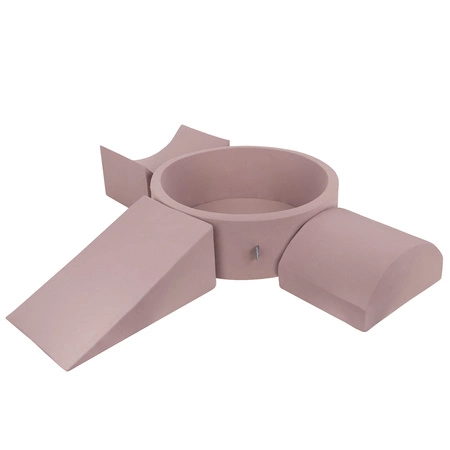 KiddyMoon Piankowy plac zabaw PPZP-OK30D-114 z piłeczkami Zabawka plac zabaw, wrzosowy: pastelowy beż-łososiowy-biały