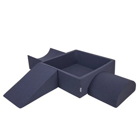 KiddyMoon Piankowy plac zabaw PPZP-KW30D-114 z piłeczkami Zabawka plac zabaw, granatowy: babyblue-niebieski-perła
