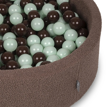 KiddyMoon TEDDY suchy basen okrągły z piłeczkami brązowy