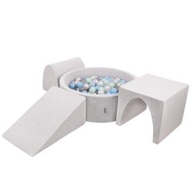 KiddyMoon Piankowy plac zabaw PPZP-OK30D-124 z piłeczkami Zabawka plac zabaw, jasnoszary: perła-szary-transparent-babyblue-mięta