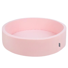 KiddyMoon Suchy basen okrągły z piłeczkami 7cm 120x30 Zabawka basen piankowy, różowy: pastelowy beż-pastelowy żółty-biały-mięta-pudrowy róż