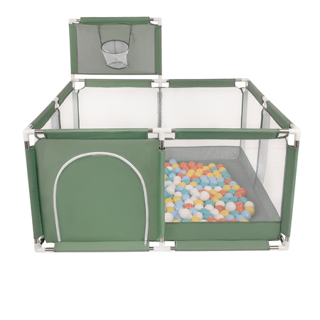 Boisko KK-100X z piłeczkami 6cm Zabawka kojec, zielony: biały-żółty-pomarańcz-babyblue-turkus