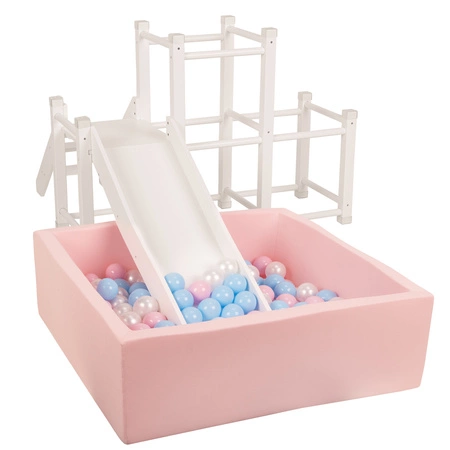 KiddyMoon Drewniany plac zabaw PG-001 Zabawka zjeżdżalnia, biały