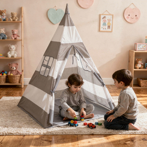 Tipi NT-200X Zabawka namiot dla dzieci, szaro-białe pasy