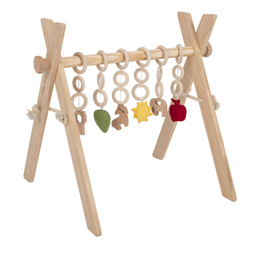 KiddyMoon Stojak gimnastyczny dla niemowląt BT-001 Zabawka edukacyjna, natural