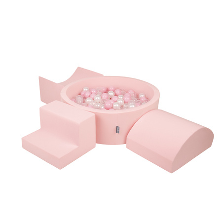 KiddyMoon Piankowy plac zabaw PPZP-OK30D-134 z piłeczkami Zabawka plac zabaw, różowy: pudrowy róż-perła-transparent