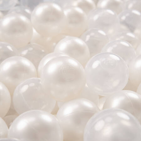 KiddyMoon Plastikowe piłeczki 6cm Zabawka zestaw kulek, perła-transparent