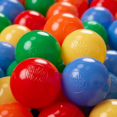 KiddyMoon Plastikowe piłeczki 6cm Zabawka zestaw kulek, żółty-zielony-niebieski-czerwony-pomarańcz