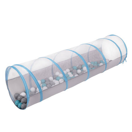  Tunel do zabawy TT-100X z piłeczkami 6cm Zabawka tunel, szaro-niebieski: szary-biały-turkus