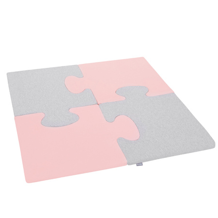 KiddyMoon Piankowe Puzzle do zabawy Kwadrat Zabawka mata, różowy-jasnoszary