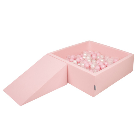 KiddyMoon Piankowy plac zabaw PPZP-KW30D-112 z piłeczkami Zabawka plac zabaw, różowy: pudrowy róż-perła-transparent
