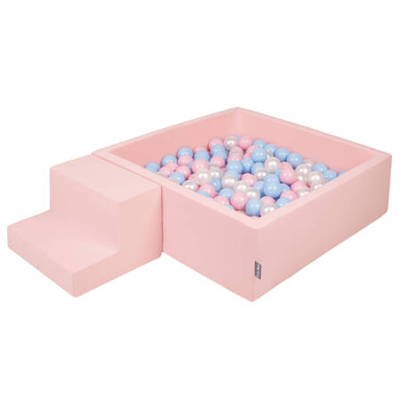 KiddyMoon Piankowy plac zabaw PPZP-KW30D-122 z piłeczkami Zabawka plac zabaw, różowy: babyblue-pudrowy róż-perła