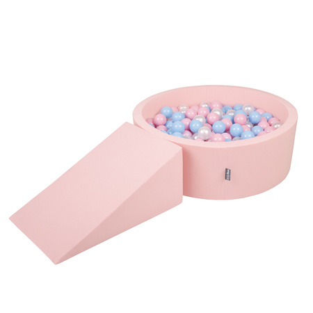 KiddyMoon Piankowy plac zabaw PPZP-OK30D-112 z piłeczkami Zabawka plac zabaw, różowy: babyblue-pudrowy róż-perła