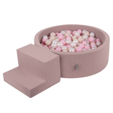 KiddyMoon Piankowy plac zabaw PPZP-OK30D-122 z piłeczkami Zabawka plac zabaw, wrzosowy: pastelowy beż-pudrowy róż-perła