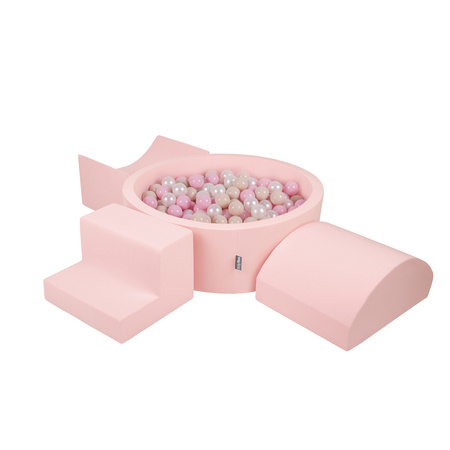 KiddyMoon Piankowy plac zabaw PPZP-OK30D-134 z piłeczkami Zabawka plac zabaw, różowy: pastelowy beż-pudrowy róż-perła