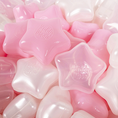 KiddyMoon Plastikowe gwiazdki 6cm Zabawka zestaw kulek, pudrowy róż-perła-transparent