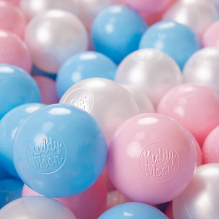 KiddyMoon Plastikowe piłeczki 6cm Zabawka zestaw kulek, babyblue-pudrowy róż-perła