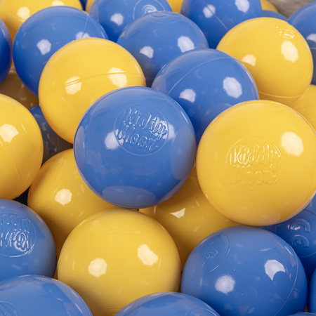 KiddyMoon Plastikowe piłeczki 6cm Zabawka zestaw kulek, niebieski-żółty