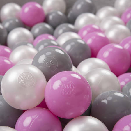 KiddyMoon Plastikowe piłeczki 6cm Zabawka zestaw kulek, perła-szary-róż