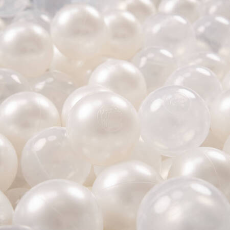 KiddyMoon Plastikowe piłeczki 6cm Zabawka zestaw kulek, perła-transparent