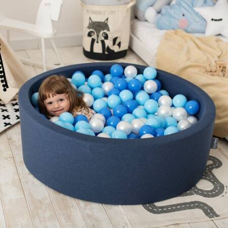 KiddyMoon Plastikowe piłeczki 7cm Zabawka zestaw kulek, babyblue-niebieski-perła