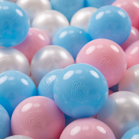 KiddyMoon Plastikowe piłeczki 7cm Zabawka zestaw kulek, babyblue-pudrowy róż-perła