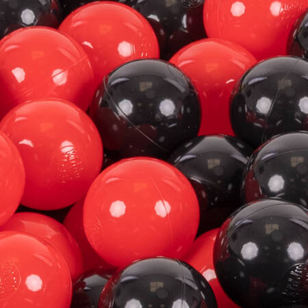 KiddyMoon Plastikowe piłeczki 7cm Zabawka zestaw kulek, czarny-czerwony