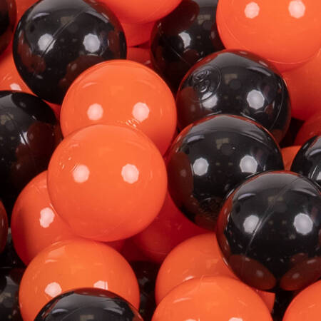 KiddyMoon Plastikowe piłeczki 7cm Zabawka zestaw kulek, czarny-pomarańcz