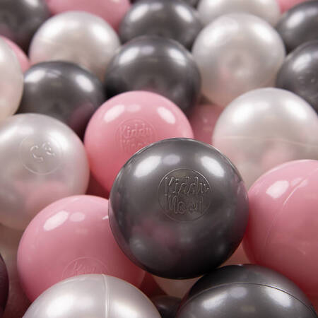 KiddyMoon Plastikowe piłeczki 7cm Zabawka zestaw kulek, perła-pudrowy róż-srebrny
