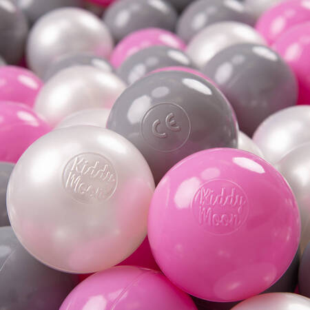 KiddyMoon Plastikowe piłeczki 7cm Zabawka zestaw kulek, perła-szary-róż