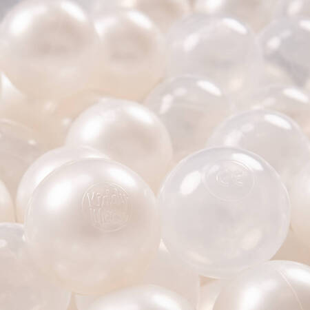 KiddyMoon Plastikowe piłeczki 7cm Zabawka zestaw kulek, perła-transparent