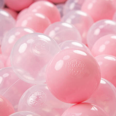 KiddyMoon Plastikowe piłeczki 7cm Zabawka zestaw kulek, pudrowy róż-transparent