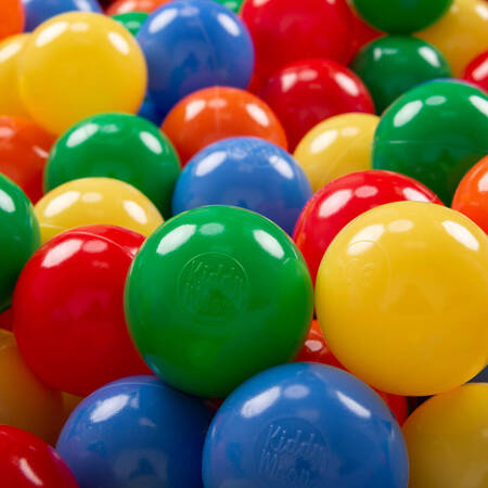 KiddyMoon Plastikowe piłeczki 7cm Zabawka zestaw kulek, żółty-zielony-niebieski-czerwony-pomarańcz